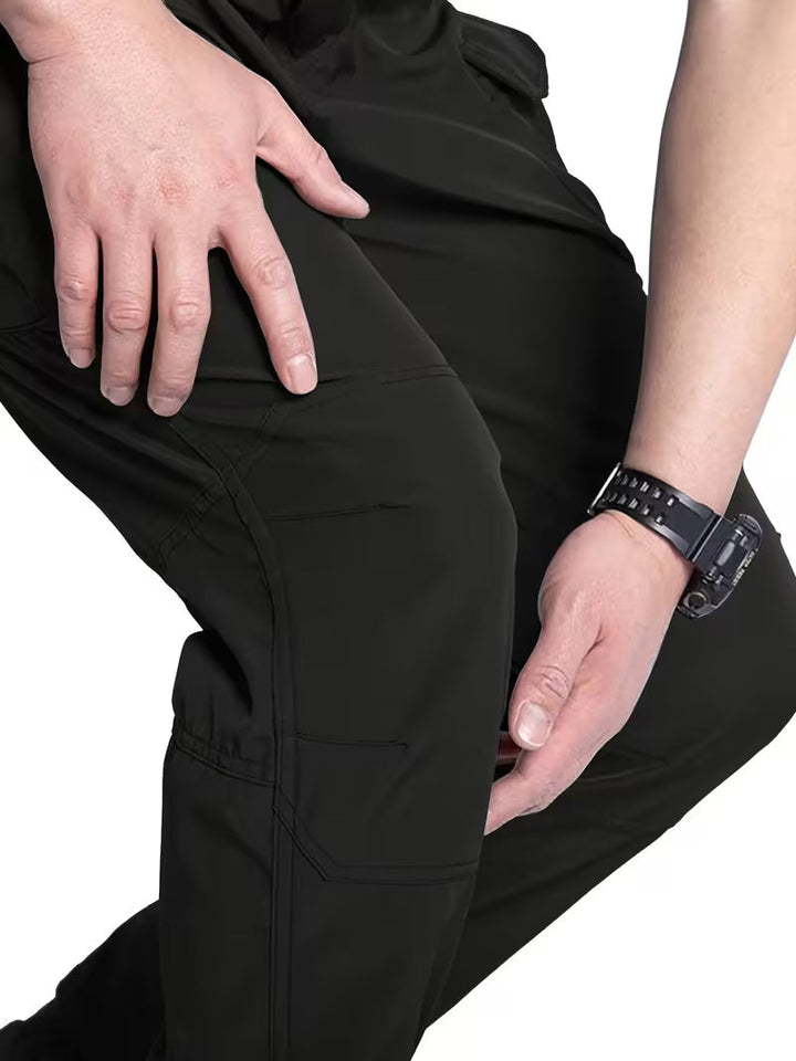 Army green men's utility cargo pants, built for durability and everyday comfort.