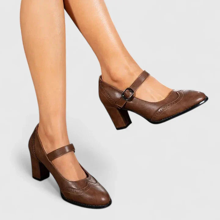 Comfortable Mary Jane block heels for women, classic elegant design with a secure buckle strap.