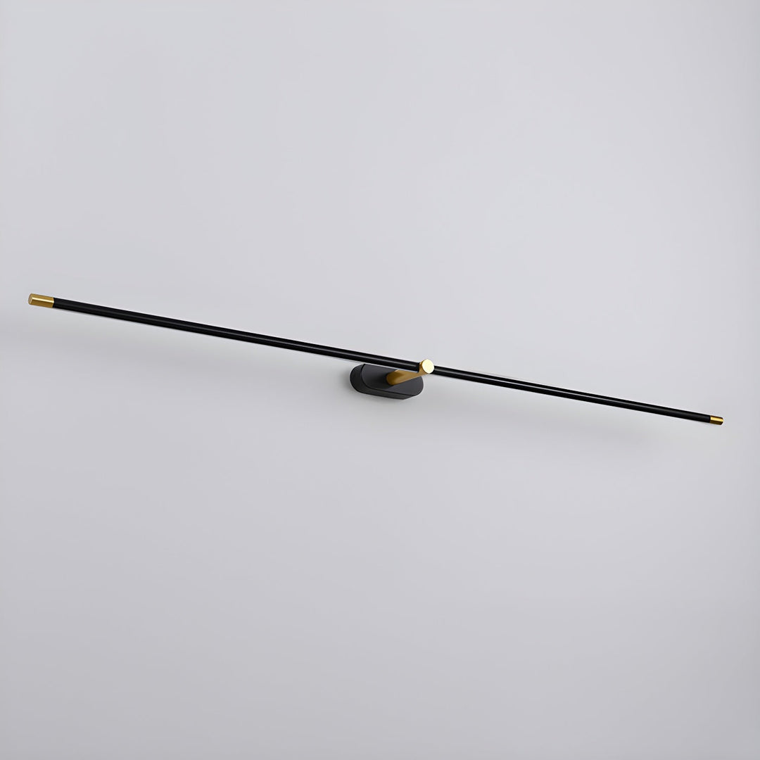 Sleek gold finish linear LED indoor wall lamp, contemporary bedroom lighting.