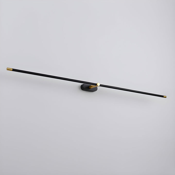 Sleek gold finish linear LED indoor wall lamp, contemporary bedroom lighting.
