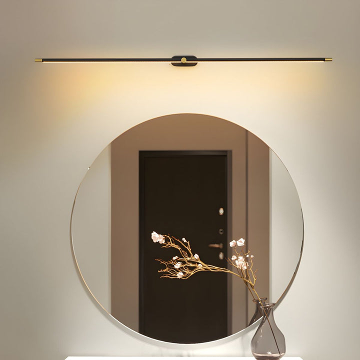 Contemporary black linear wall light, integrated LED, hallway.