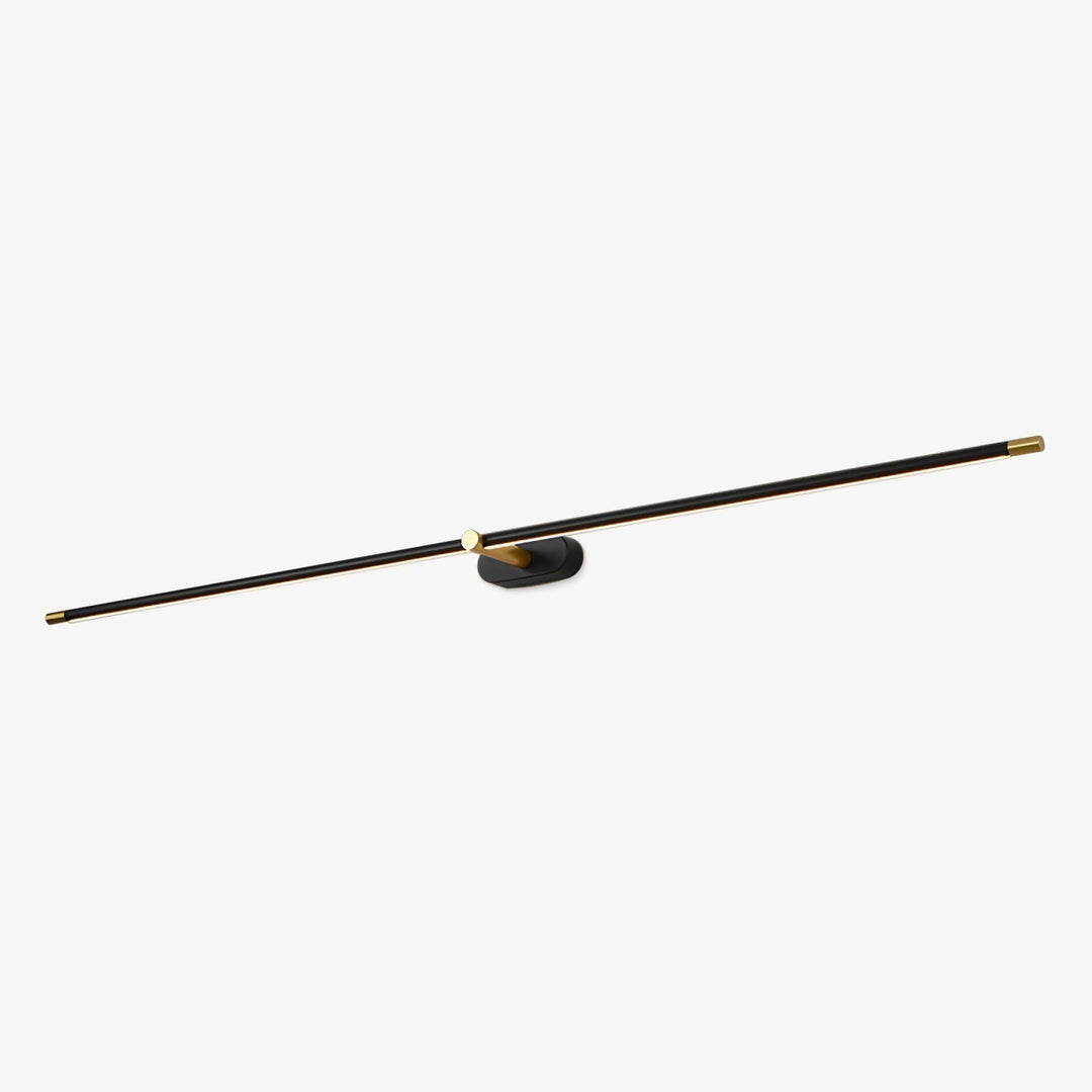 Modern minimalist linear LED wall light, black finish, for elegant interiors.