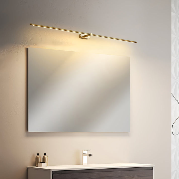 Energy-efficient black linear LED wall sconce, modern bedroom lighting.