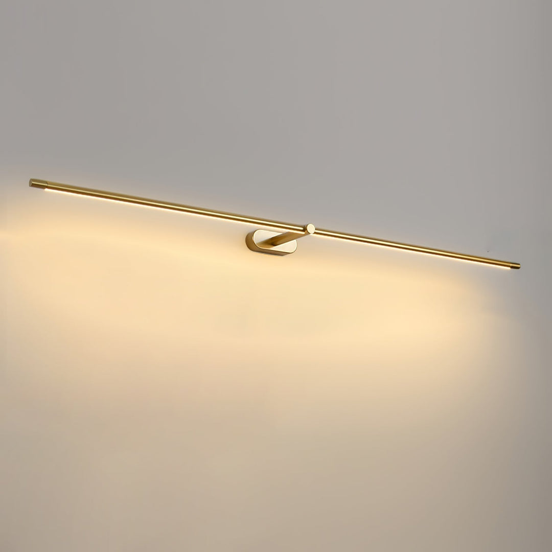 Black finish linear LED wall sconce, minimalist, hallway lighting.