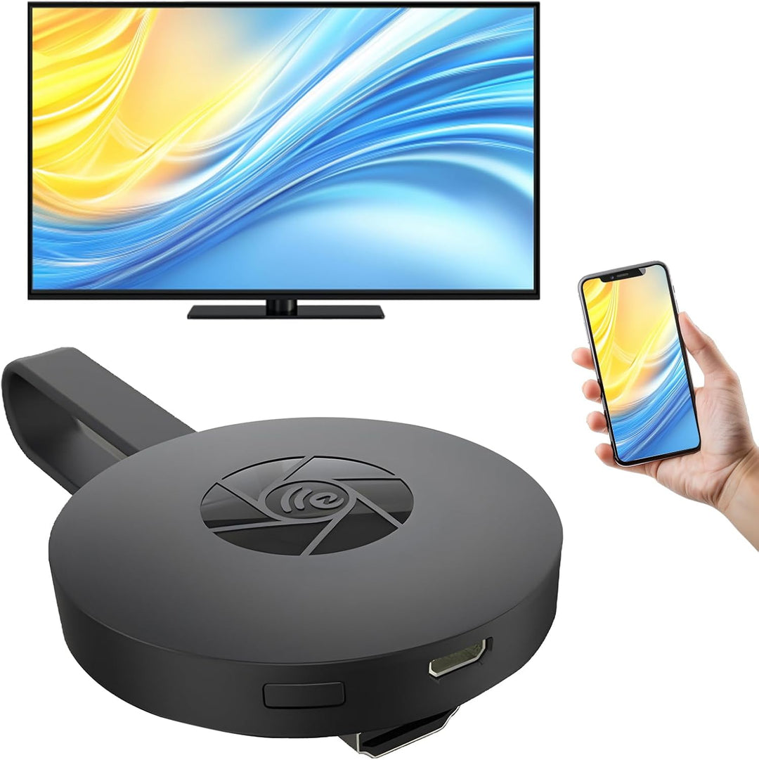 Portable wireless mirroring adapter for HD presentations & multimedia sharing.
