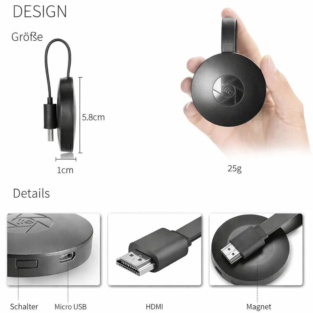High-definition wireless screen mirroring device for effortless content sharing.