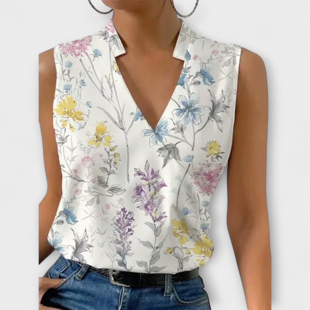 Women's Sleeveless V-Neck Wrap Top Surplice Blouse