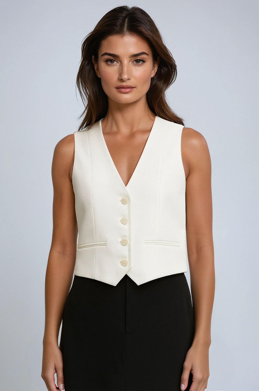 Women's sleek tailored vest, a chic sleeveless top for modern fashion & formal wear.