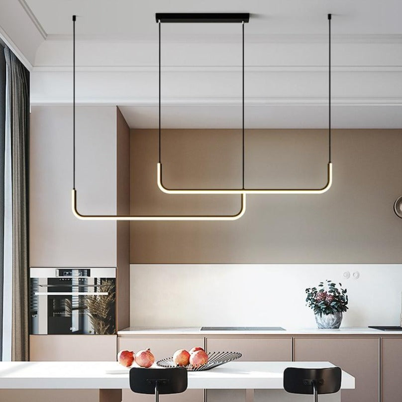Stylish Arisha gold and black LED chandelier, a contemporary fixture for living rooms.