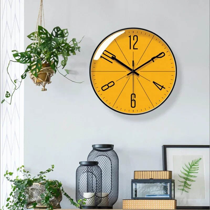Aesthetic modern silent wall clock, ideal minimalist decor for a contemporary living room wall.