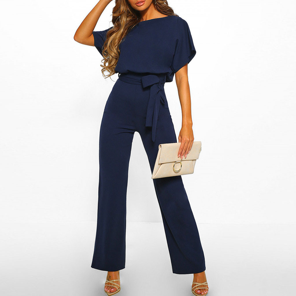 Stylish women's elegant wide-leg jumpsuit, ideal for chic summer fashion. Comfortable, flattering, & versatile.