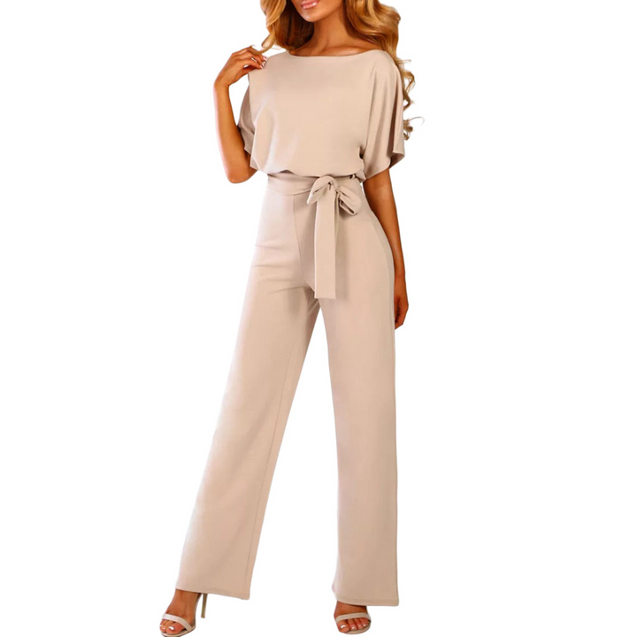 Sophisticated wide-leg women's jumpsuit. Elegant, comfortable, & chic fashion for versatile day to night wear.