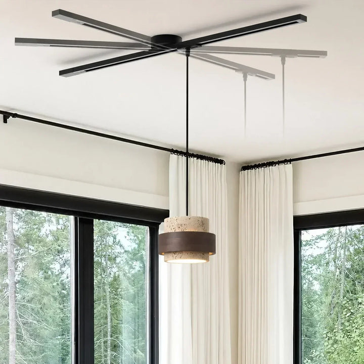White adjustable pendant light system. Ideal for flexible interior ceiling illumination.