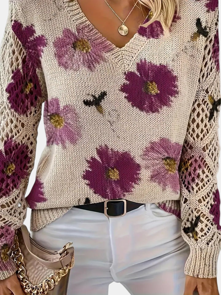 Comfortable women's knit sweater, a chic all-season top with a versatile design for everyday fashion.