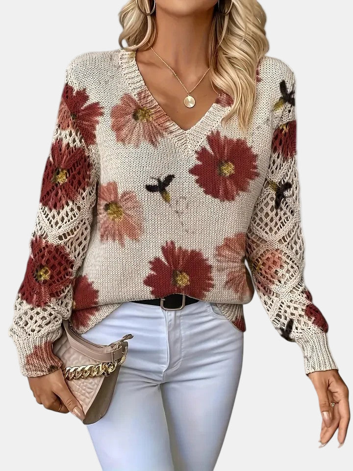 Versatile women's chic knit sweater, a comfortable all-season long sleeve top for stylish wear.