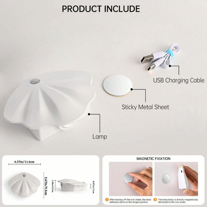 Rechargeable LED motion sensor light for kitchens & stairs, wireless, enhances home safety.