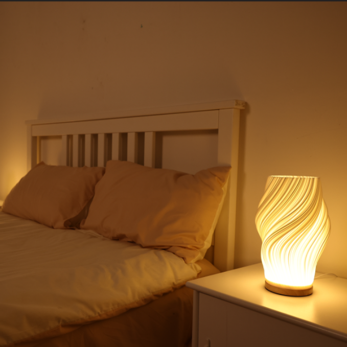 Nvroome Wavecrest lamp, sculpted modern lighting for home, dimmable and USB powered.