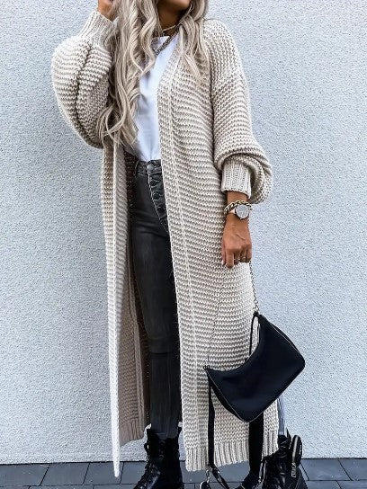 Soft knit long sleeve cardigan for women, an essential versatile layering piece for all seasons.