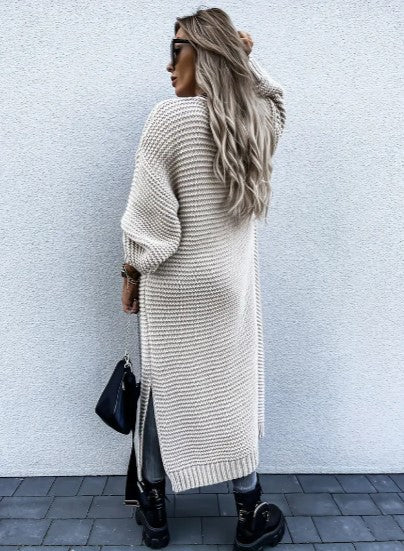 Comfortable women's long sleeve knit cardigan, great for casual outfits or office wear layering.