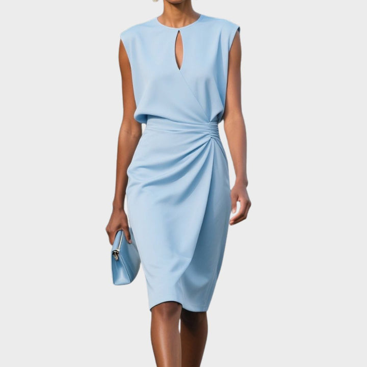 Elegant women's flowing midi dress, perfect for sophisticated evening wear or chic casual occasions.