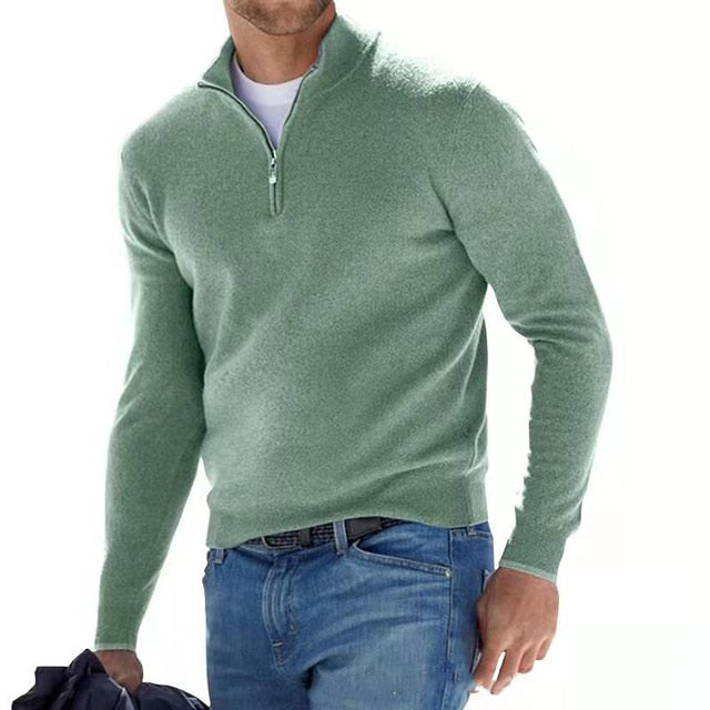 Classic men's half-zip long-sleeve knitwear. Everyday jumper for versatile men's fashion.