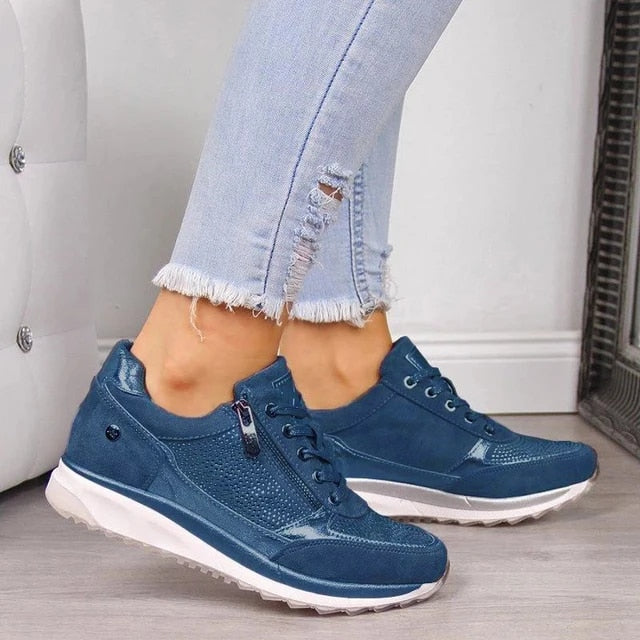 Versatile women's casual sneakers with a practical zipper, ideal for daily wear & all-day comfort.