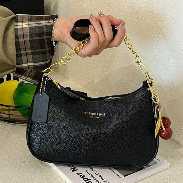 Chic brown structured shoulder bag, perfect elegant faux leather handbag for daily use.