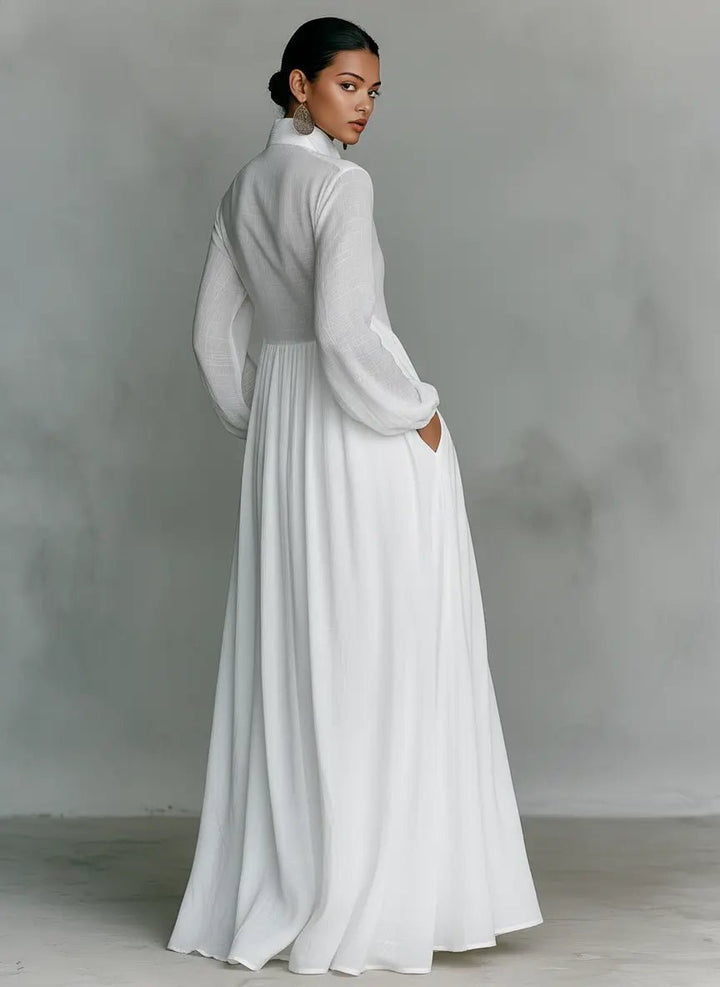 Comfortable women's relaxed fit maxi dress. Collared, easy-care design perfect for casual spring days.
