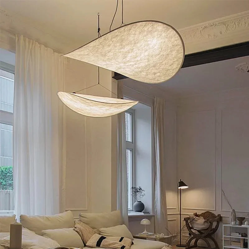 Artisan Crisp-Shaped Ceiling Lamp: Modern, handcrafted silk lamp for ambient home decor.