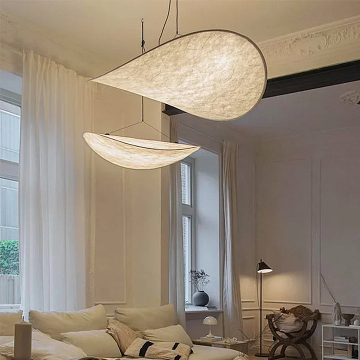 Artisan Crisp-Shaped Ceiling Lamp: Modern, handcrafted silk lamp for ambient home decor.