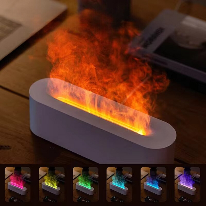 Relaxing flame effect humidifier & aromatherapy diffuser. Adds moisture and essential oils to your home.