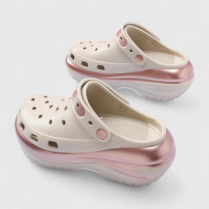 Elevated platform sandals for women, a fashionable choice for summer footwear and outdoor style.