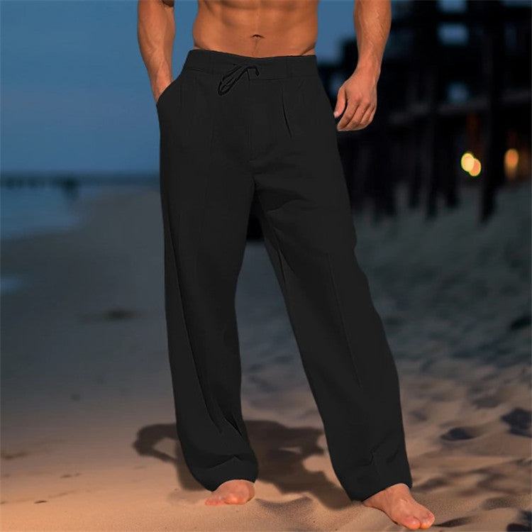 Relaxed fit men's drawstring pants, great for casual comfort, spring fashion, and everyday style.