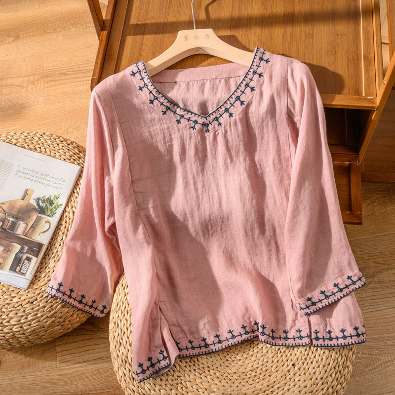 Mary™ Embroidered V-Neck Blouse