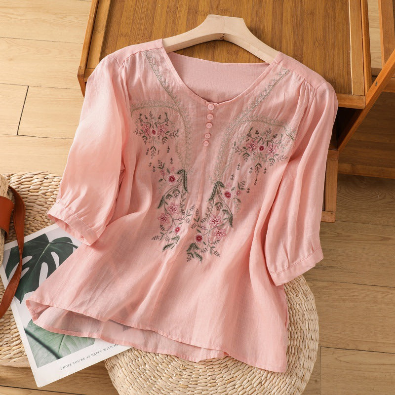 Embroidered Relaxed Fit Blouse