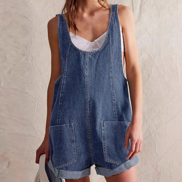 Women's Denim Overall Short Romper