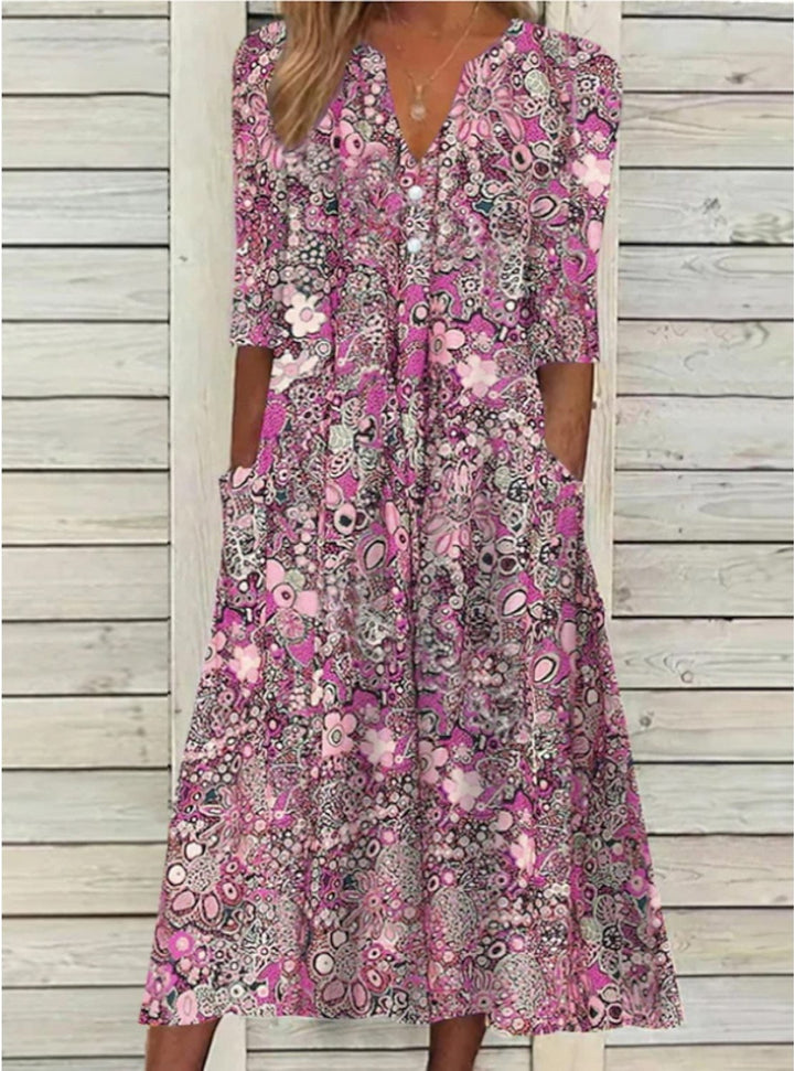 Women's comfortable flowy maxi dress, an elegant choice for spring special occasions and evening wear.