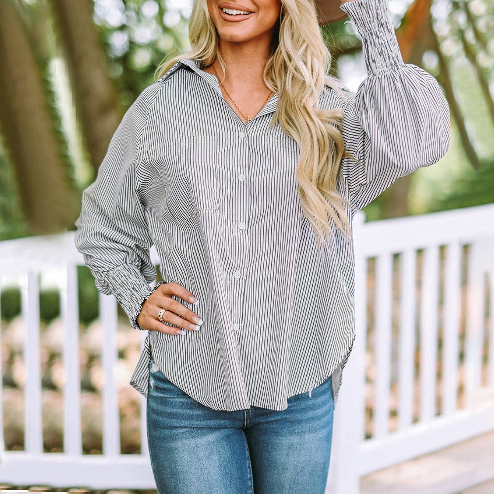 Women's Oversized Balloon Sleeve Casual Shirt