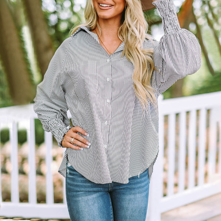 Women's Oversized Balloon Sleeve Casual Shirt