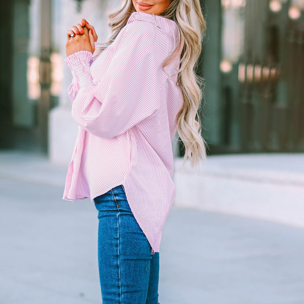 Women's Oversized Balloon Sleeve Casual Shirt