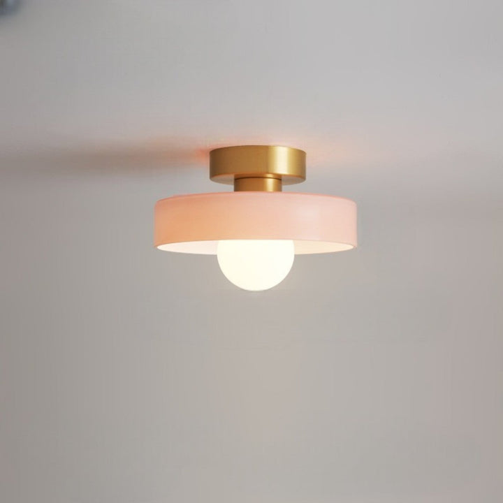 Unique Bauhaus chandelier, brass & glass elements, modern ceiling lighting.