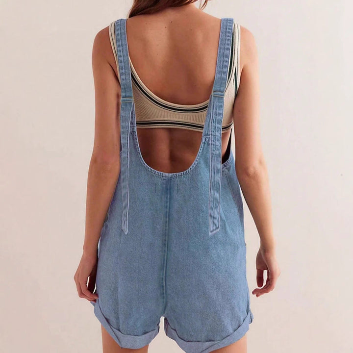 Women's Denim Overall Short Romper