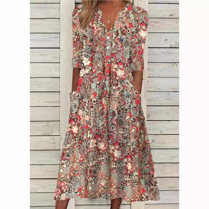 Elegant women's flowy maxi dress, perfect for special occasions & evening parties. Spring clearance.
