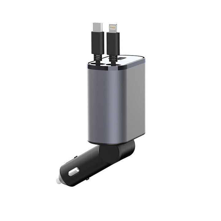 VoltEdge retractable auto charger: universal, fast, and tangle-free for smartphones.