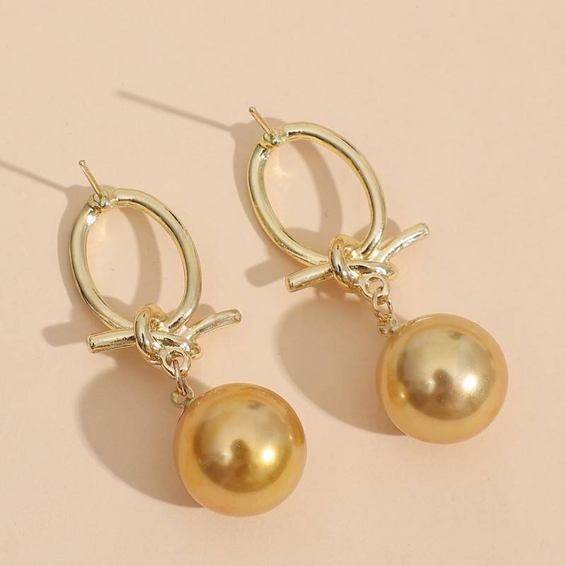 Women's Golden Pearl Hoop Earrings