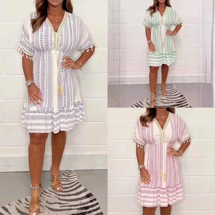 Women's Boho Print Midi Dress