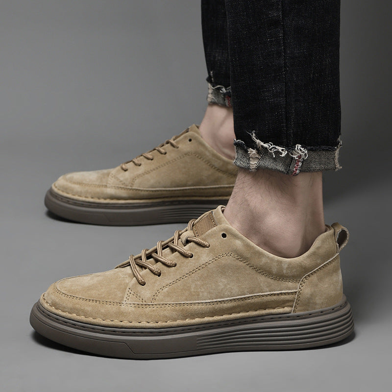 Stylish khaki men's fashion sneakers, perfect for casual everyday wear and walking.