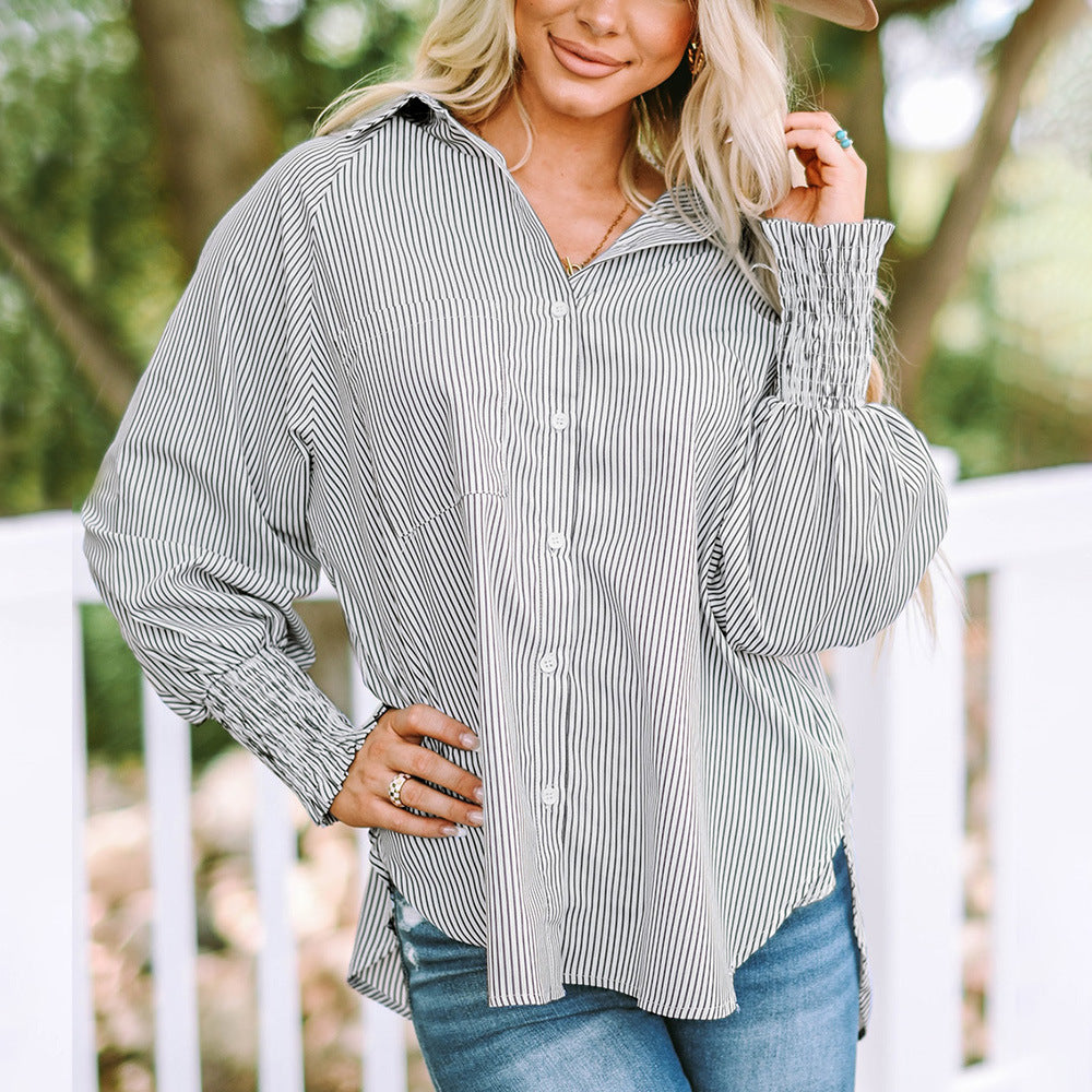 Women's Oversized Balloon Sleeve Casual Shirt