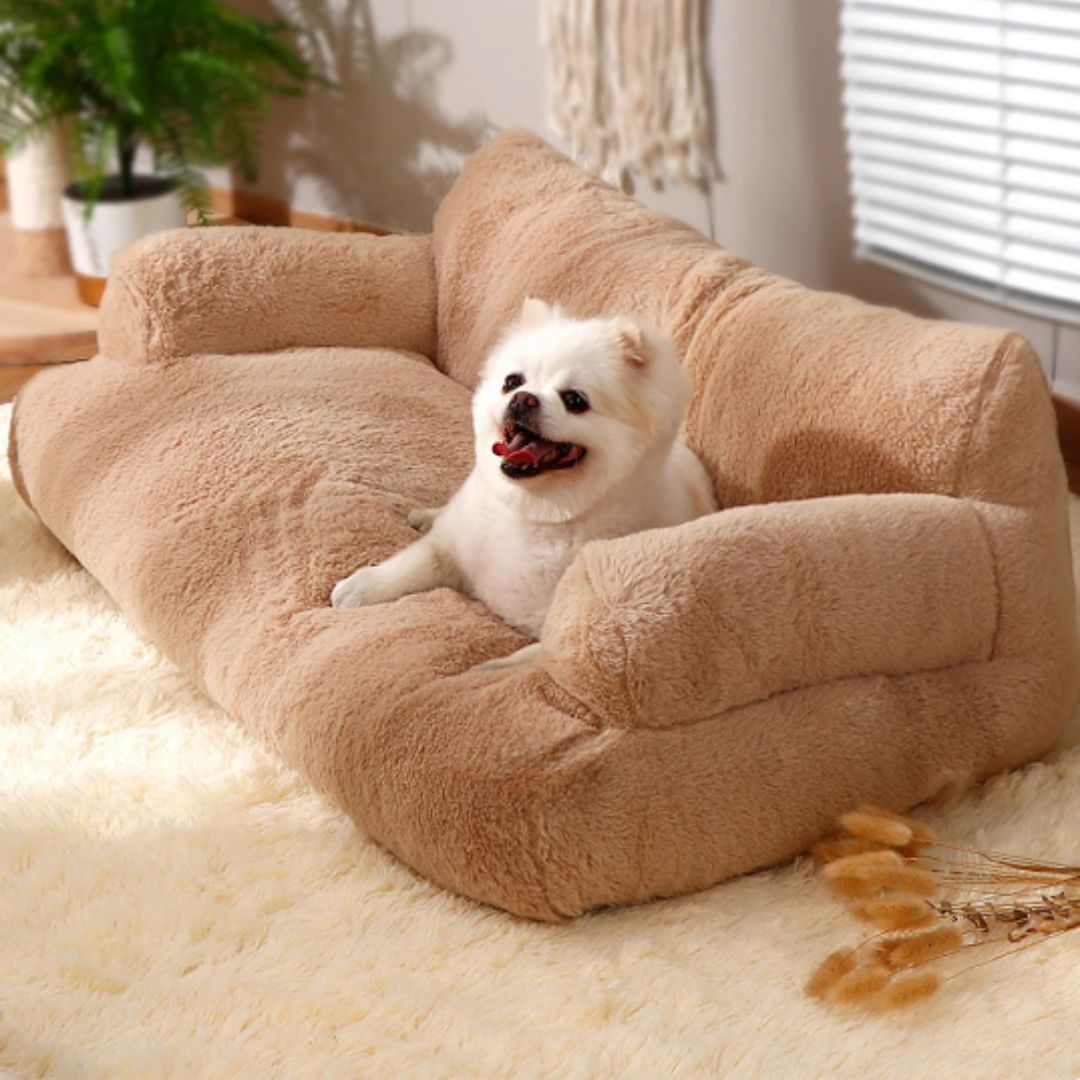 Calming pet sofa bed for dogs & cats, offering anxiety relief and ultimate cozy comfort. Washable pet furniture.
