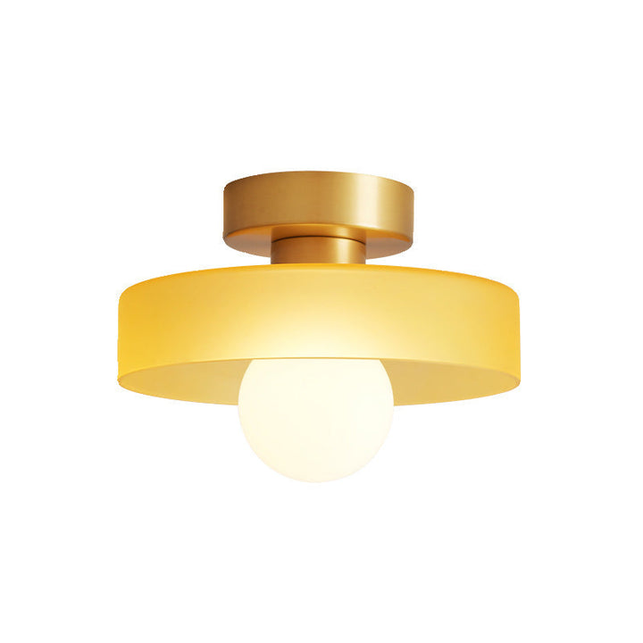 Stylish Bauhaus chandelier, brass frame with glass shades, chic home decor.